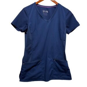 Healing‎ Hands Purple Label Women Scrub Top S Blue Stretch Medical Uniform Nurse